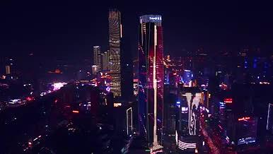航拍长沙IFS城市地标夜景城市建筑4k视频的预览图